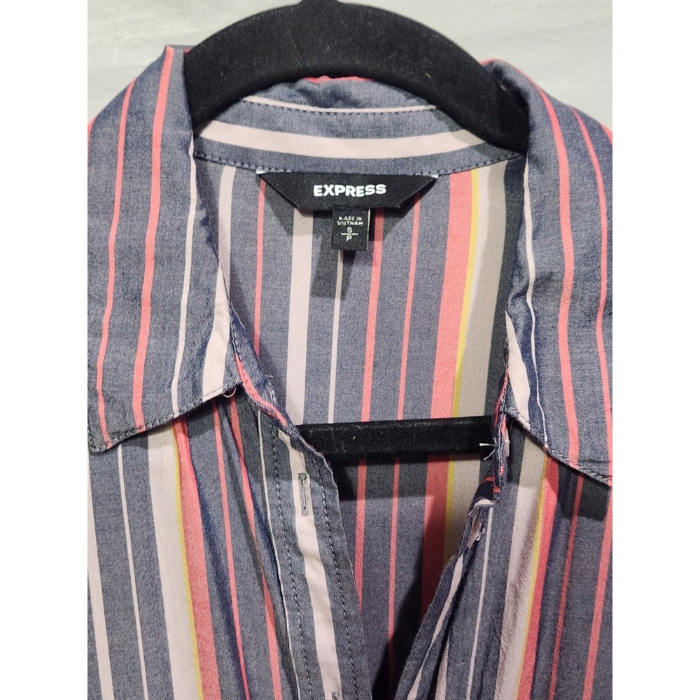 Express Lightweight Striped Button Down Shirt Dre… - image 4